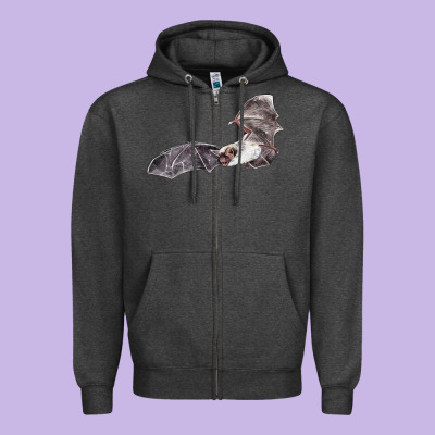 Mexican Free Tailed Bat Zipper Hoodie Designed By Lillyallendesigns