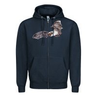 Navy mexican free tailed bat Zipper Hoodie - LillyAllenDesigns