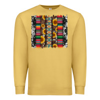 Antique Gold cowhıde aztec serape wıth leopard and sunflowers brushstroke Premium Sweatshirt - Artiststas