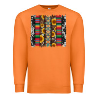 Carrot cowhıde aztec serape wıth leopard and sunflowers brushstroke Premium Sweatshirt - Artiststas