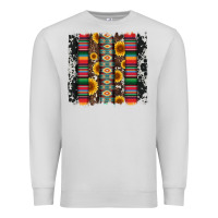Dove Grey cowhıde aztec serape wıth leopard and sunflowers brushstroke Premium Sweatshirt - Artiststas