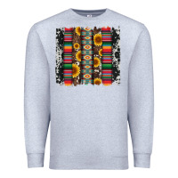 Heather Grey cowhıde aztec serape wıth leopard and sunflowers brushstroke Premium Sweatshirt - Artiststas