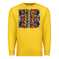Lemon cowhıde aztec serape wıth leopard and sunflowers brushstroke Premium Sweatshirt - Artiststas