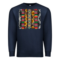 Navy cowhıde aztec serape wıth leopard and sunflowers brushstroke Premium Sweatshirt - Artiststas