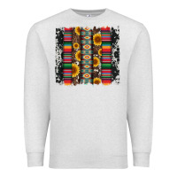 Oatmeal Heather cowhıde aztec serape wıth leopard and sunflowers brushstroke Premium Sweatshirt - Artiststas
