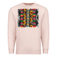 Pale Pink cowhıde aztec serape wıth leopard and sunflowers brushstroke Premium Sweatshirt - Artiststas