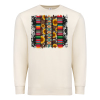 Sandshell cowhıde aztec serape wıth leopard and sunflowers brushstroke Premium Sweatshirt - Artiststas