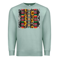 Seafoam cowhıde aztec serape wıth leopard and sunflowers brushstroke Premium Sweatshirt - Artiststas