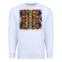 White cowhıde aztec serape wıth leopard and sunflowers brushstroke Premium Sweatshirt - Artiststas