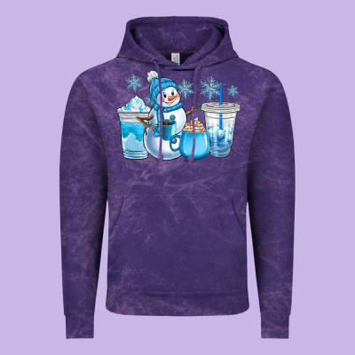 Winter Snowman Coffee Cups Vintage Hoodie Designed By Cowgirlartshop