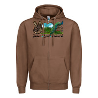 Chestnut Peace Love Peacock Zipper Hoodie - LillyAllenDesigns