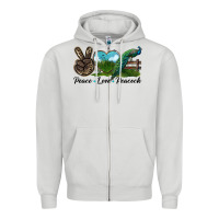 Dove Grey Peace Love Peacock Zipper Hoodie - LillyAllenDesigns