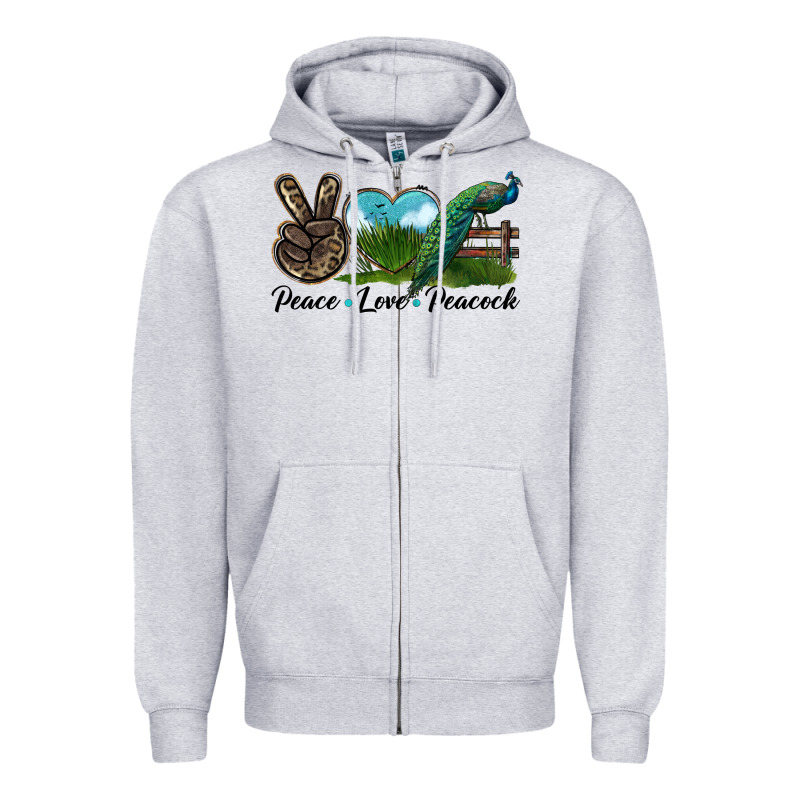 Peace Love Peacock Zipper Hoodie by LillyAllenDesigns | Teevron