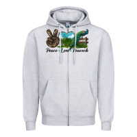Heather Grey Peace Love Peacock Zipper Hoodie - LillyAllenDesigns