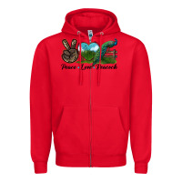 Red Peace Love Peacock Zipper Hoodie - LillyAllenDesigns