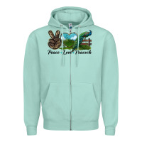 Seafoam Peace Love Peacock Zipper Hoodie - LillyAllenDesigns