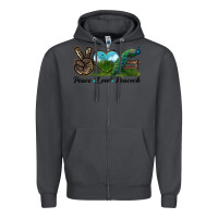 Smoke Peace Love Peacock Zipper Hoodie - LillyAllenDesigns