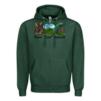 Sports Green Peace Love Peacock Zipper Hoodie - LillyAllenDesigns