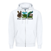 White Peace Love Peacock Zipper Hoodie - LillyAllenDesigns