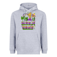 Heather Grey my first mardi gras glitter fleur de lis Heavyweight Hoodie - Artiststas