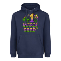 Navy my first mardi gras glitter fleur de lis Heavyweight Hoodie - Artiststas