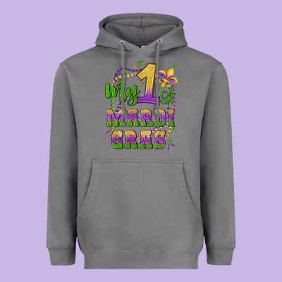 My First Mardi Gras Glitter Fleur De Lis Heavyweight Hoodie Designed By Artiststas
