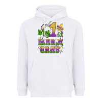 White my first mardi gras glitter fleur de lis Heavyweight Hoodie - Artiststas