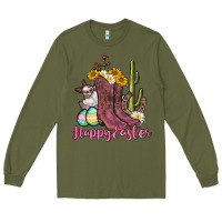 Army Green Happy Easter western Easter Day Long Sleeve Tee - CowGirlArtShop