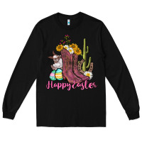 Black Happy Easter western Easter Day Long Sleeve Tee - CowGirlArtShop