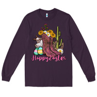 Plum Happy Easter western Easter Day Long Sleeve Tee - CowGirlArtShop
