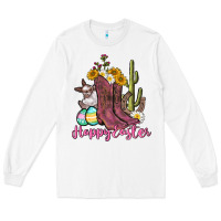 White Happy Easter western Easter Day Long Sleeve Tee - CowGirlArtShop