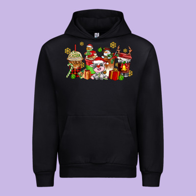 Christmas Cow Coffee Cups Urban Hoodie Designed By Adodesignshop