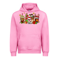 Fuchsia Pink christmas cow coffee cups Urban Hoodie - AdoDesignShop