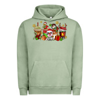 Pigment Oil Green christmas cow coffee cups Urban Hoodie - AdoDesignShop