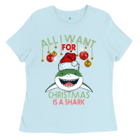 Baby Blue All I Want For Christmas Is A Shark Ladies Tee - Bettercallsaul