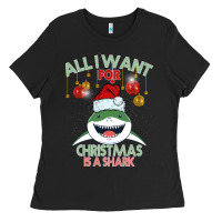 Black All I Want For Christmas Is A Shark Ladies Tee - Bettercallsaul