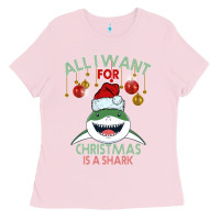 Bubblegum Pink All I Want For Christmas Is A Shark Ladies Tee - Bettercallsaul