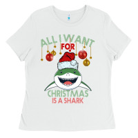White All I Want For Christmas Is A Shark Ladies Tee - Bettercallsaul