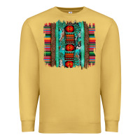 Antique Gold serape aztec leopard and turquoise glitter with gemstone brushstroke Premium Sweatshirt - Artiststas