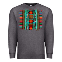 Charcoal Heather serape aztec leopard and turquoise glitter with gemstone brushstroke Premium Sweatshirt - Artiststas