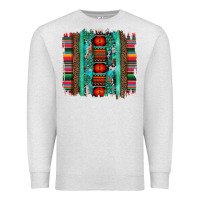 Oatmeal Heather serape aztec leopard and turquoise glitter with gemstone brushstroke Premium Sweatshirt - Artiststas
