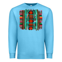 Ocean Blue serape aztec leopard and turquoise glitter with gemstone brushstroke Premium Sweatshirt - Artiststas
