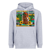 Heather Grey western horse cowboy hat cactus sunflowers glitter cowhide serape turq Heavyweight Hoodie - Artiststas