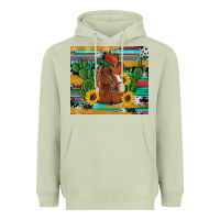 Western Horse Cowboy Hat Cactus Sunflowers Glitter Cowhide Serape Turq Heavyweight Hoodie | Teevron