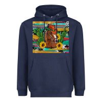 Navy western horse cowboy hat cactus sunflowers glitter cowhide serape turq Heavyweight Hoodie - Artiststas
