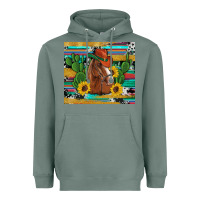 Sage western horse cowboy hat cactus sunflowers glitter cowhide serape turq Heavyweight Hoodie - Artiststas