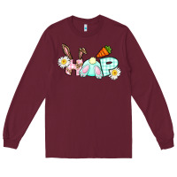 Burgundy Hop bunny Easter Day Long Sleeve Tee - CowGirlArtShop