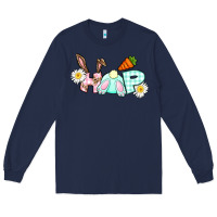 Navy Hop bunny Easter Day Long Sleeve Tee - CowGirlArtShop