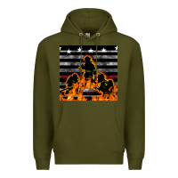 Army Green american firefighters seamless pattern Premium Hoodie - BundleAndBundleShop