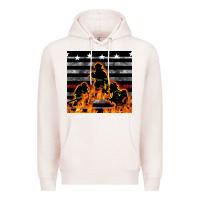 Pale Pink american firefighters seamless pattern Premium Hoodie - BundleAndBundleShop